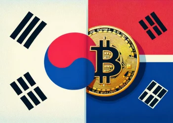 Corée du Sud et une pièce bitcoin