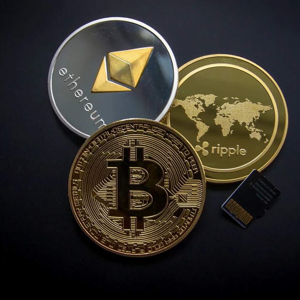 Pièce crypto et réseau — illustration Ethereum / computer cryptographique