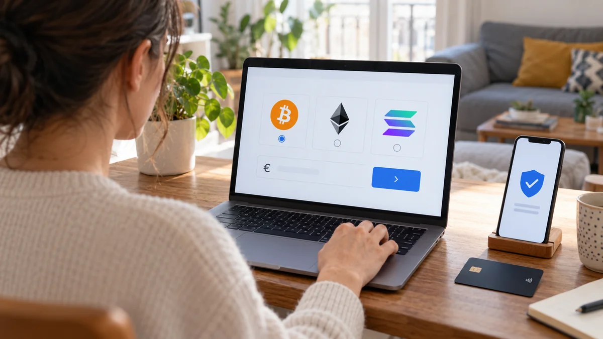 Premier achat de cryptomonnaies sur ordinateur avec sécurisation du compte