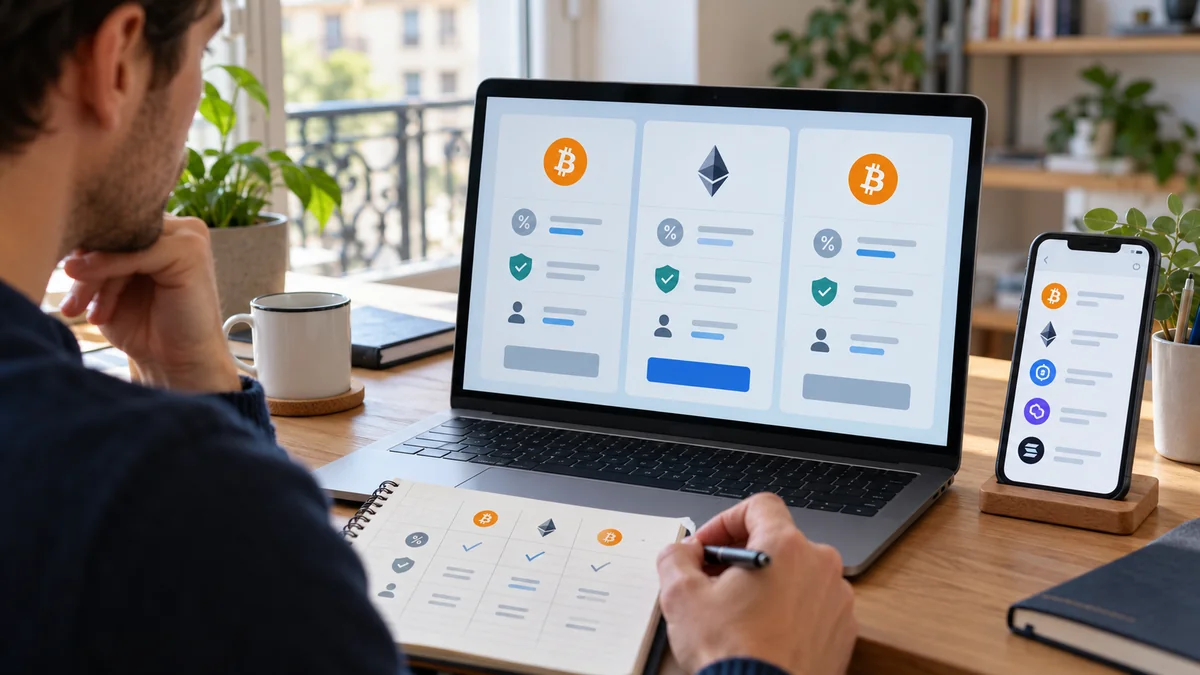 Comparaison de plateformes crypto sur ordinateur selon les frais et la sécurité