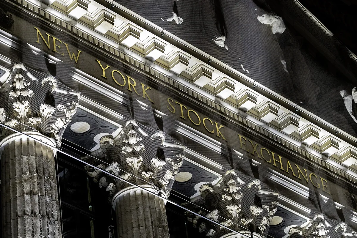 Panneau du New York Stock Exchange sur Broad Street